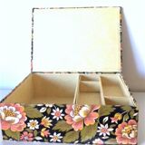 Box old pink flowers haberdashery