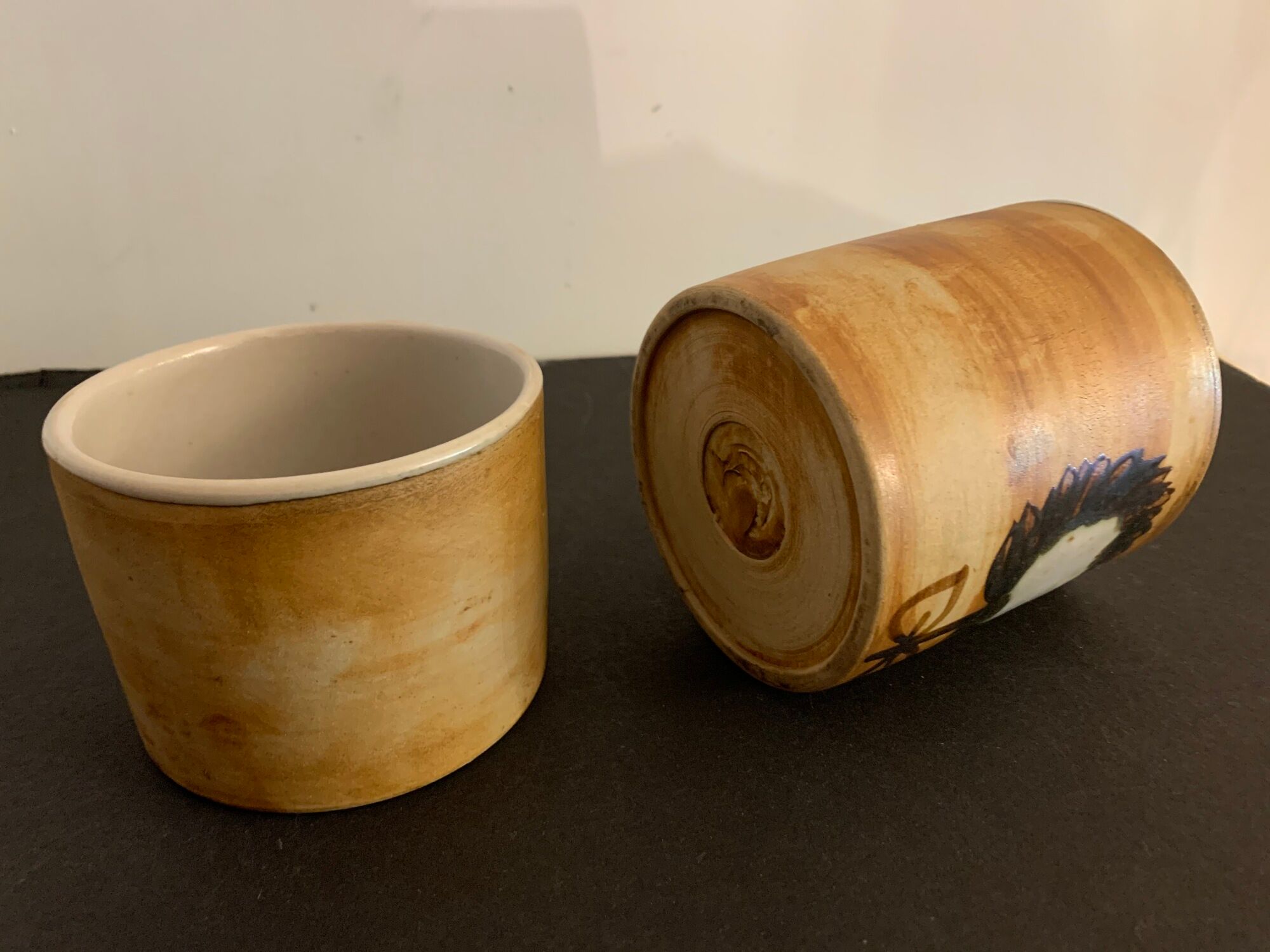 2 pots Pottery of La Colombe model sandstone flower 1970/1980