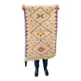 Berber wool carpet with colorful pattern 72x115cm