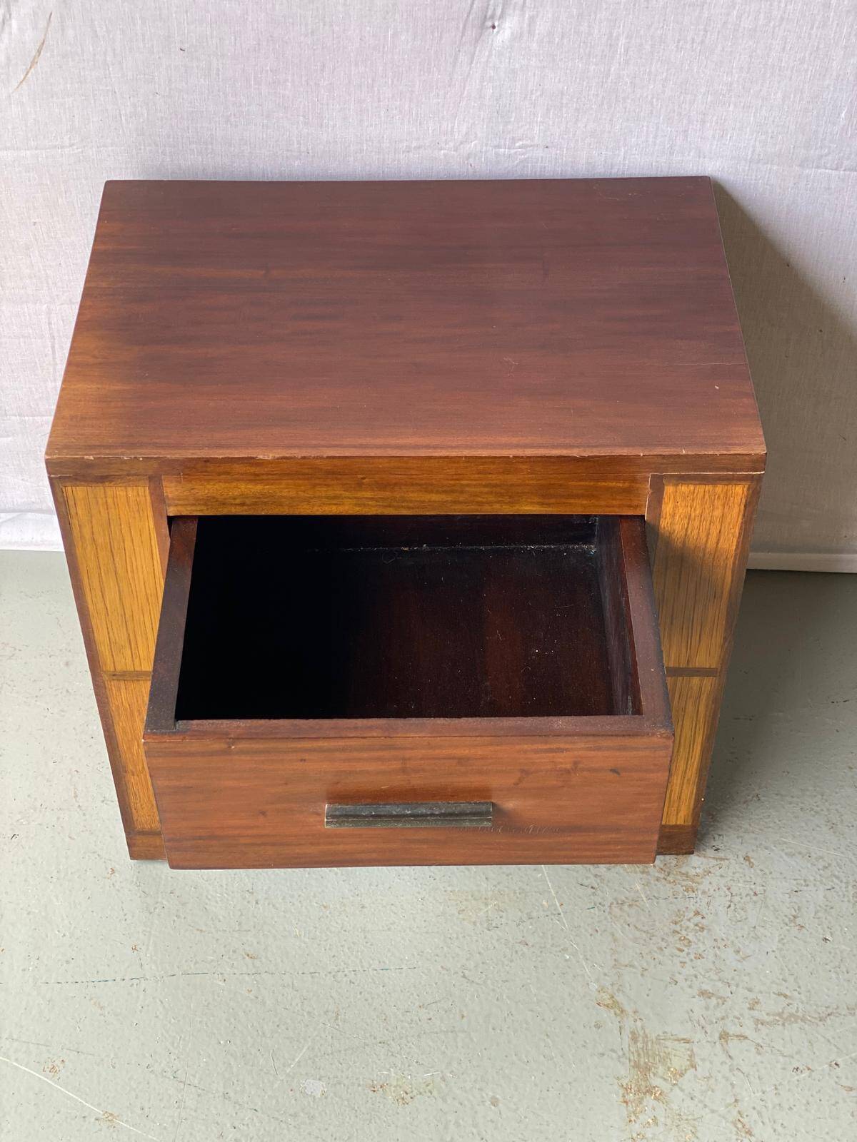 Vintage industrial solid wood bedside table
