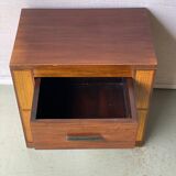 Vintage industrial solid wood bedside table