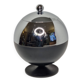 Coldy Lux ice bucket, spherical design in chrome and black metal, years.