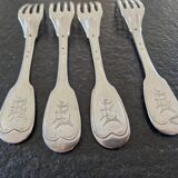 François Dominique Naudin (1805-1840) - Series of 4 table forks - In sterling silver