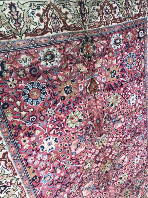 Old french carpet knotted 253 x 353 cm