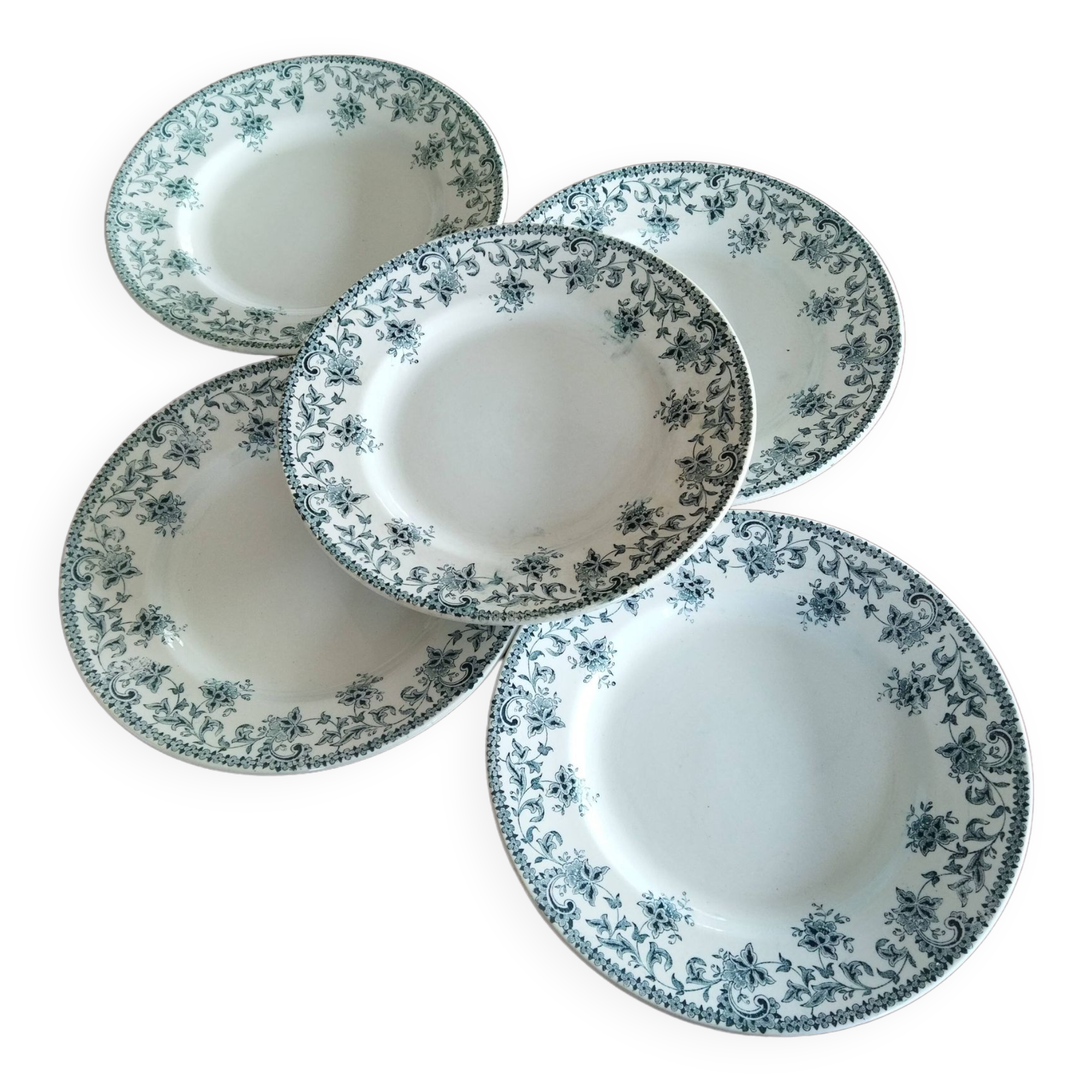 5 flat plates in St Amand "Jane" iron clay