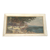 Huile sur panneau signée reinhard paysage bord de mer