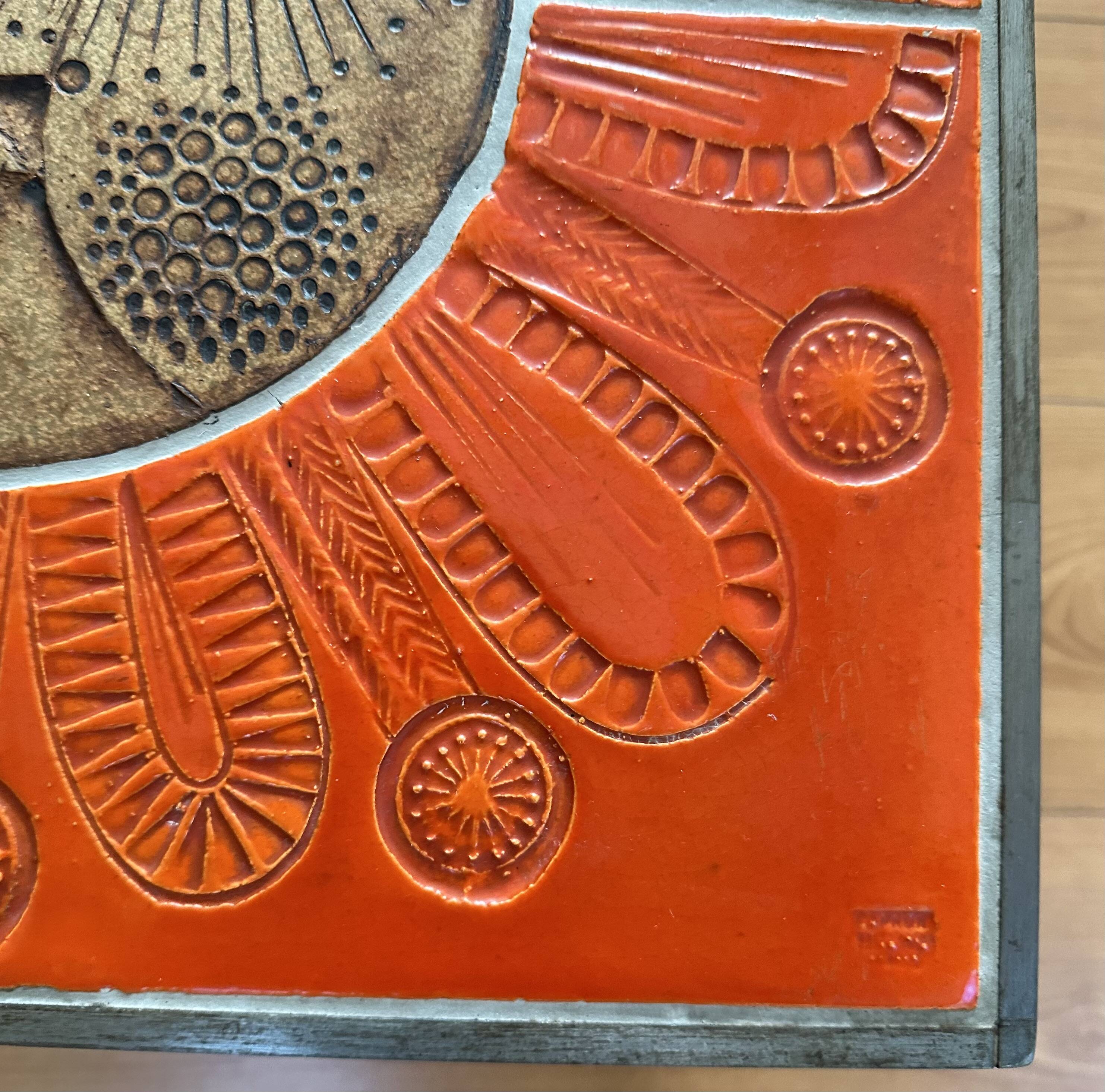 Coffee table end of sofa Roger Capron and Jean Derval ceramic 70s sun model