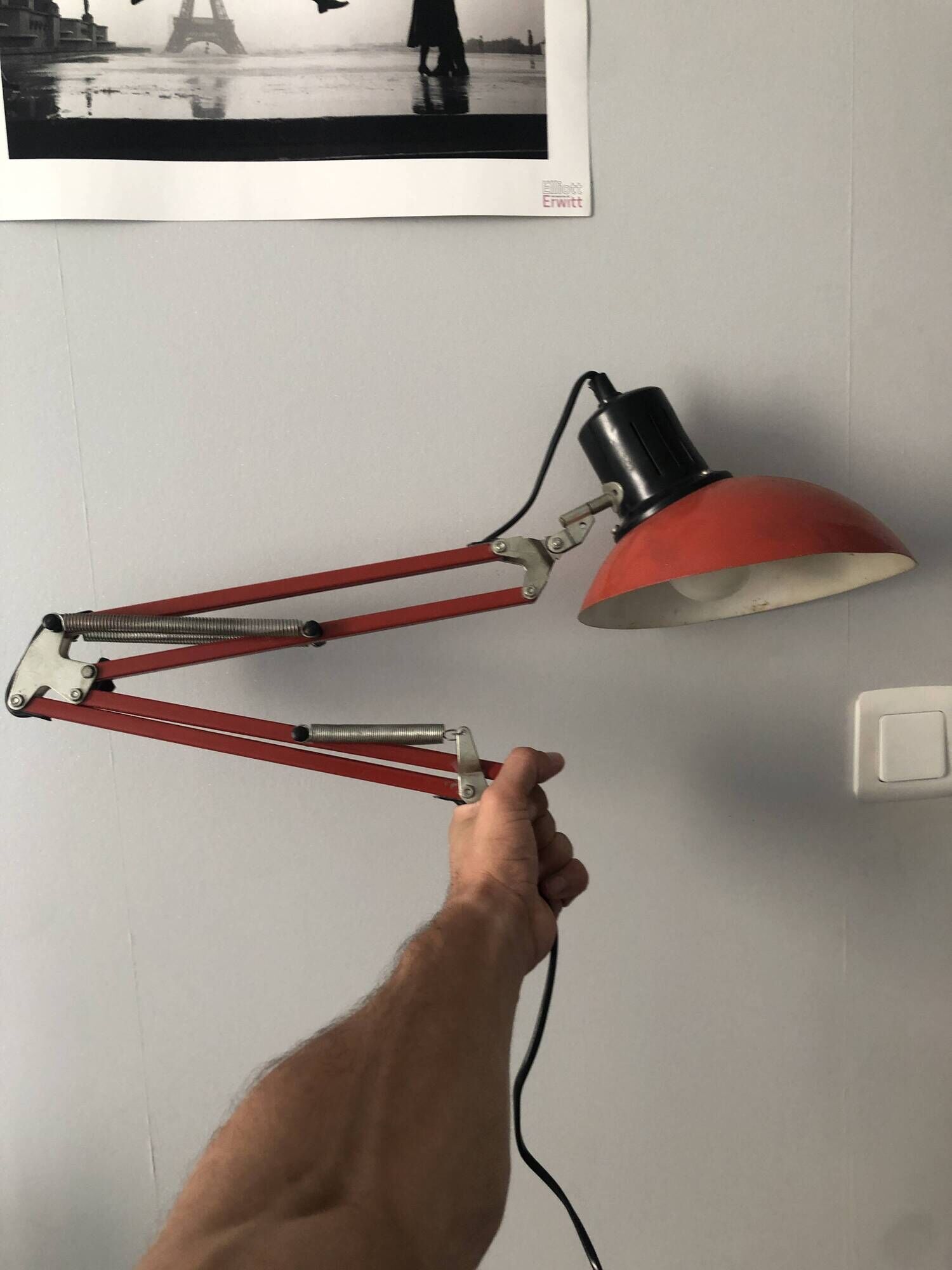 Lampe de bureau vintage architecte rouge