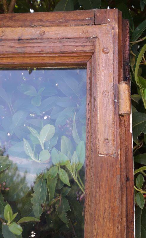 Lot of 4 oak windows H141xL112/117cm old small panes