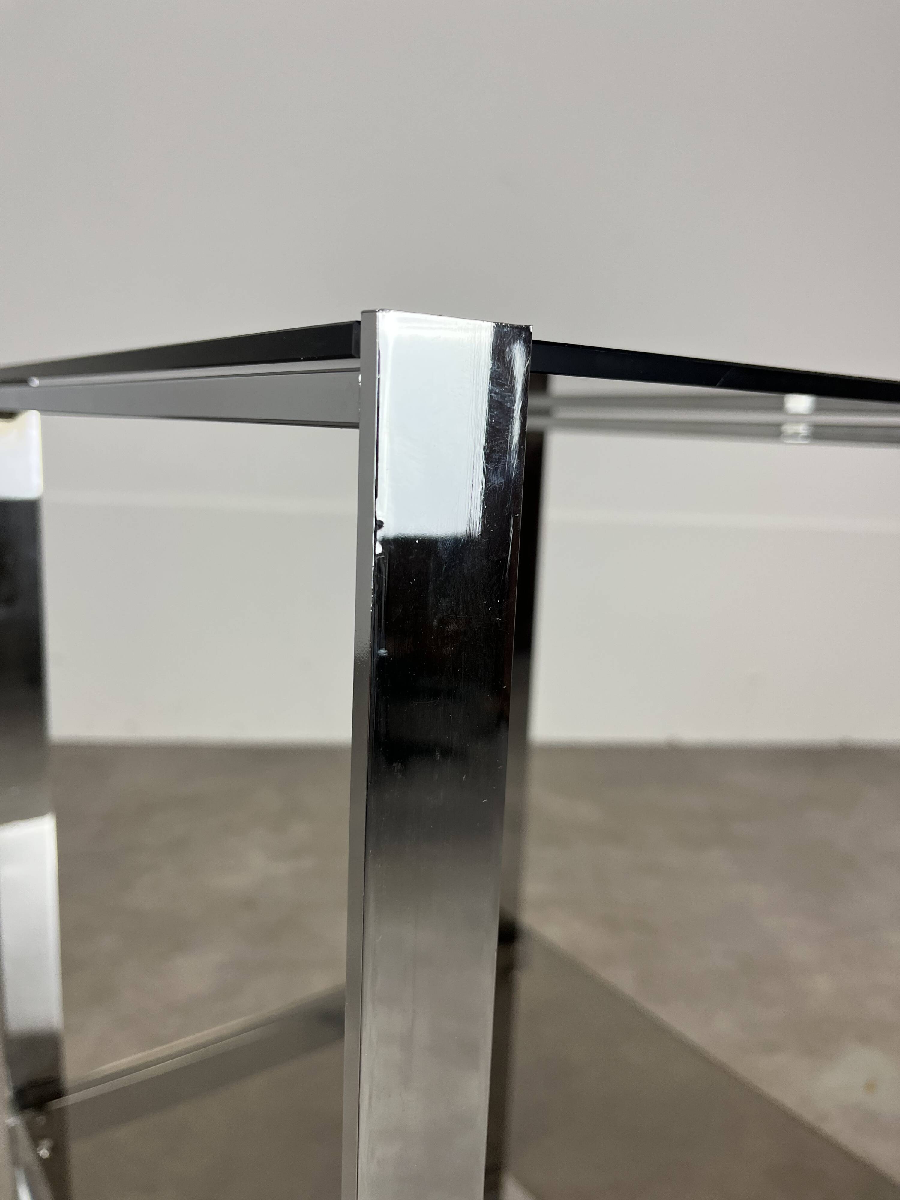 Chrome metal and smoked glass side table, 70s, side table