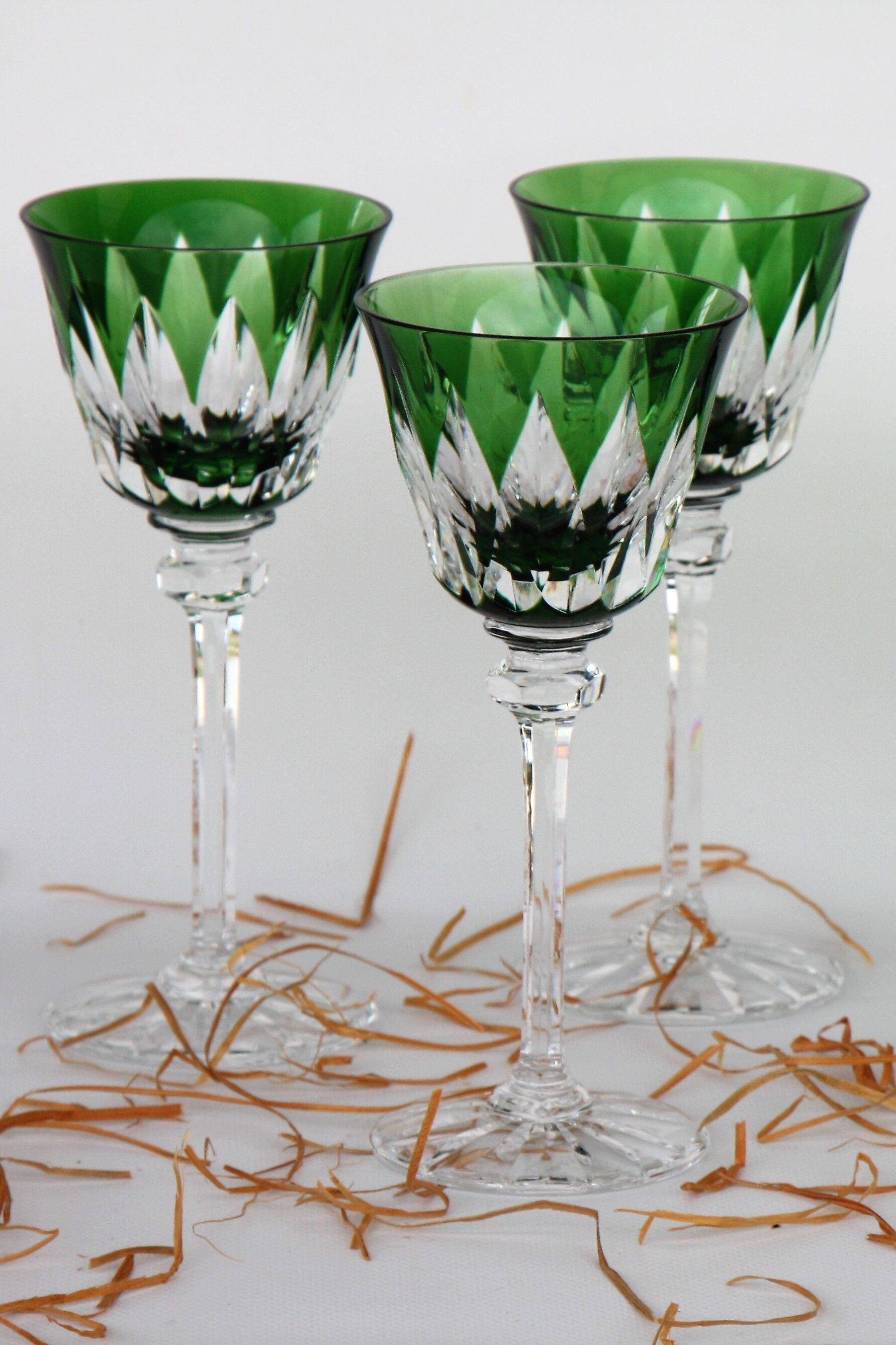 Series of 3 wine glasses from the Rhine Roemer St Louis Crystal model Provence