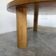 1950s round tripod oak coffee table