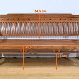 Old colonial varangue bench in teak – mid 20th century