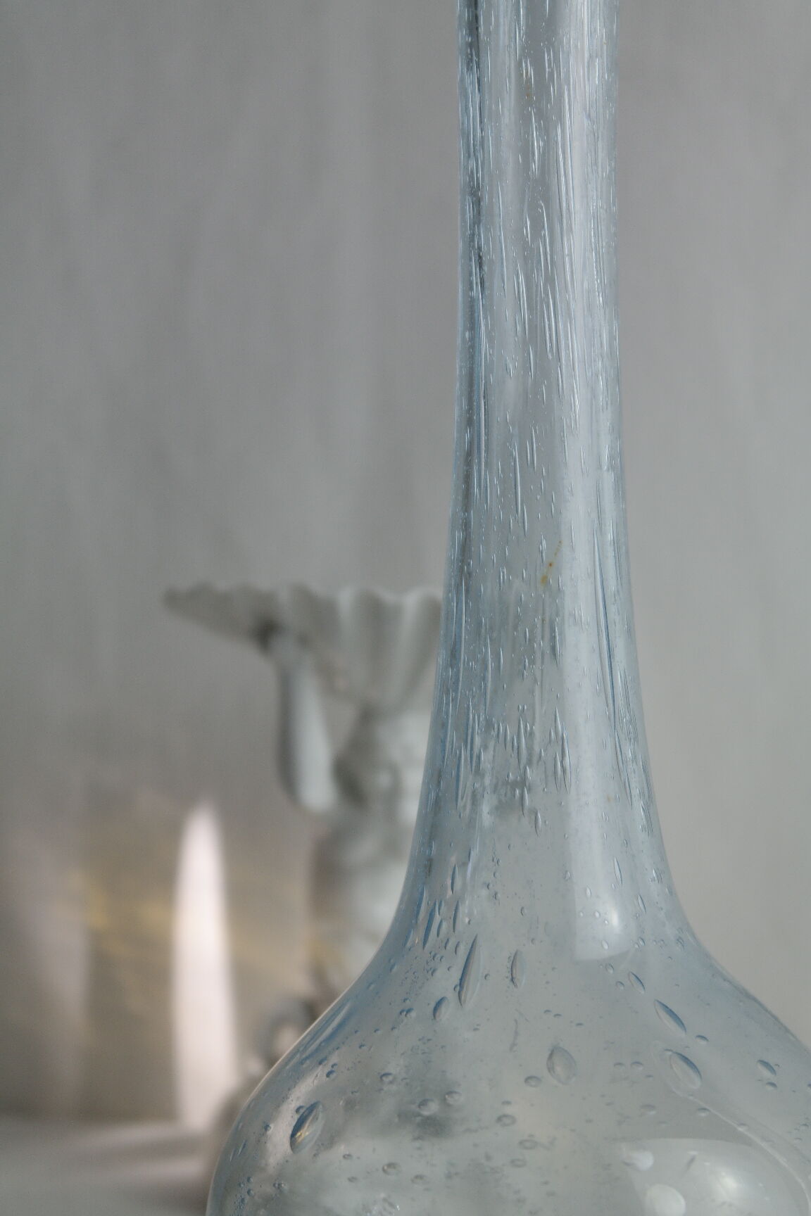 Pair of vintage biot bubbled blown glass soliflores