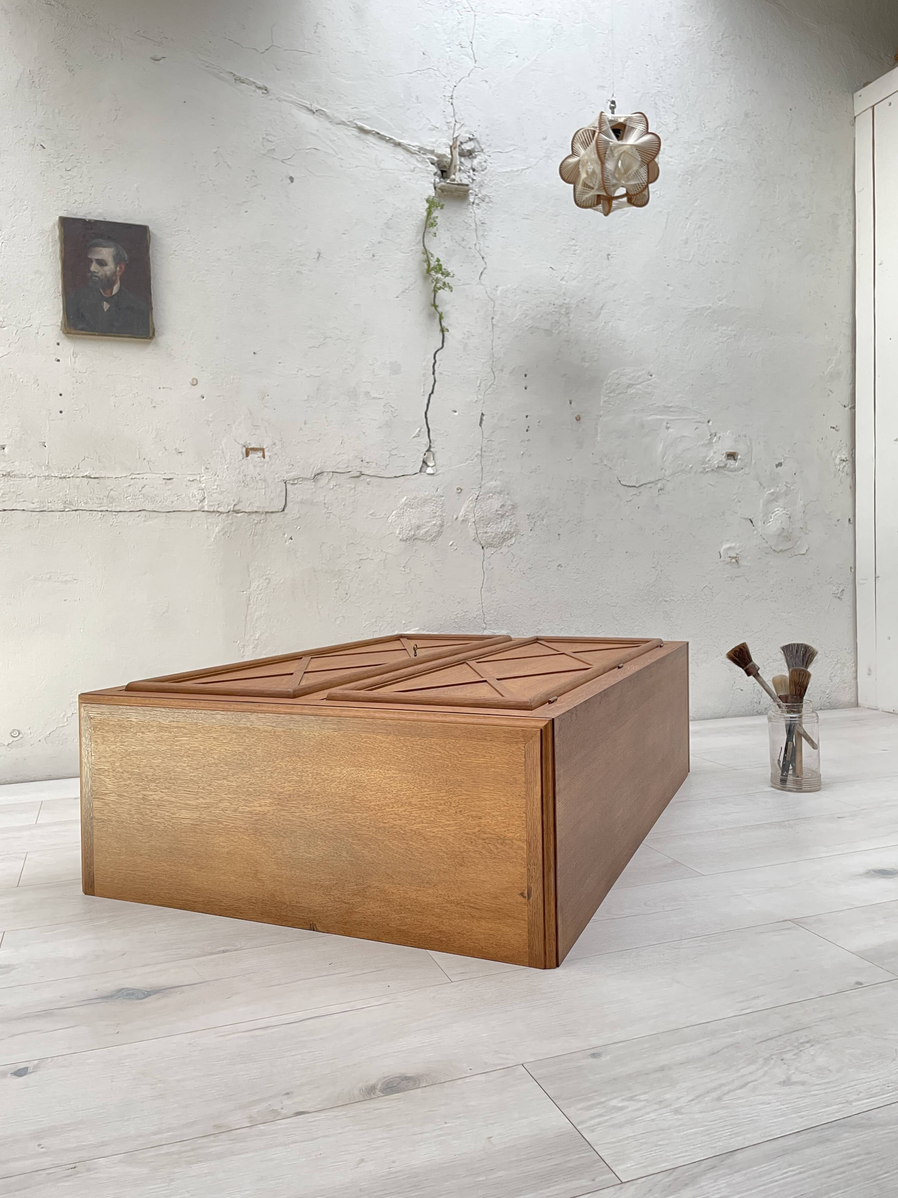 Storage unit in solid oak and veneer, circa 1960.