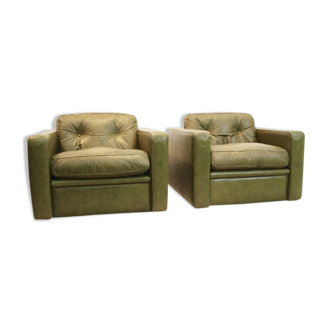 Pair armchairs by Poltrona Frau Italy 1970