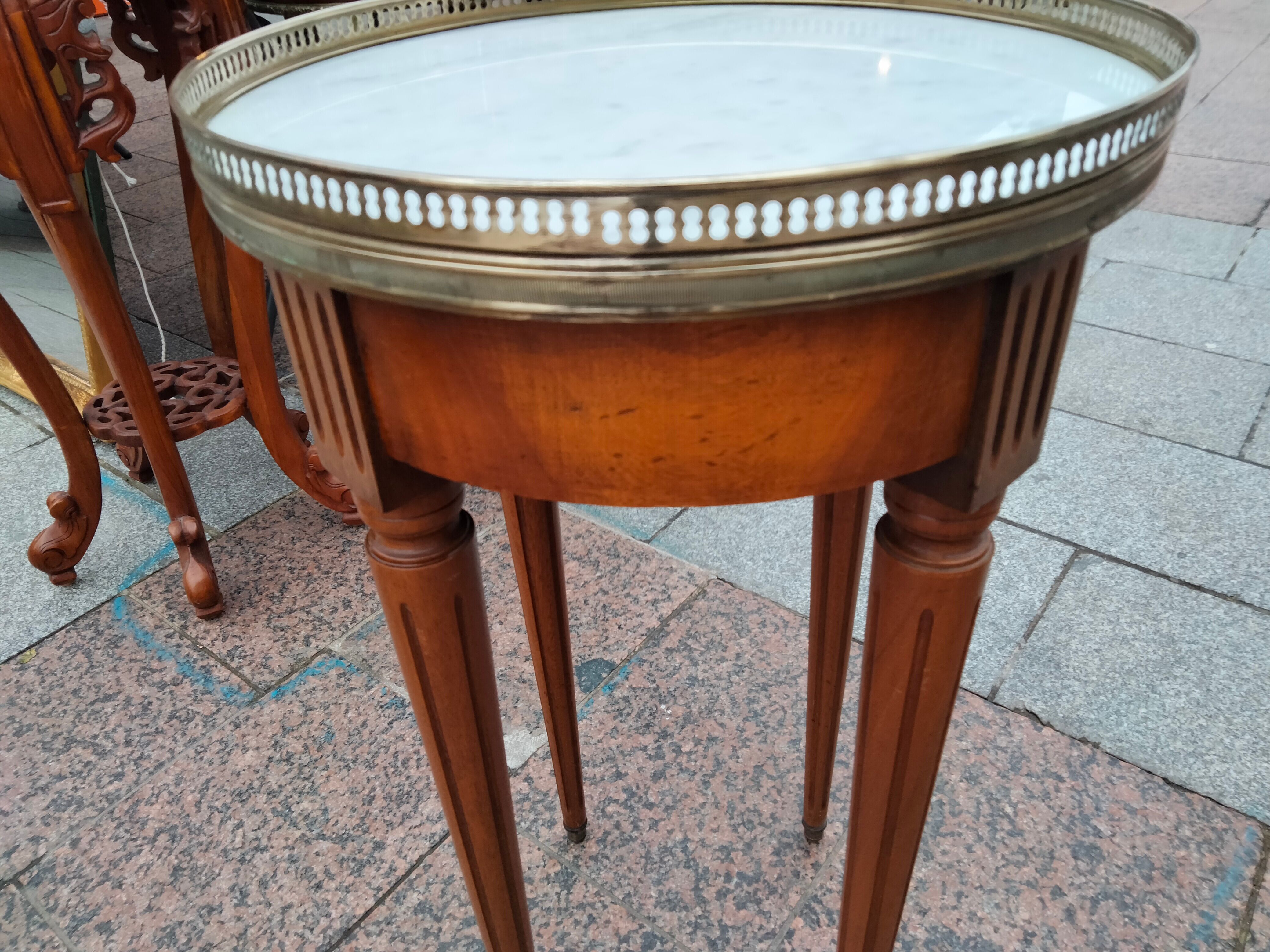 Gueridon side table old marble top vintage xxeme