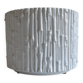 Ceramic cache pot in bamboo style, Italy 1980, Hollywood Regency.