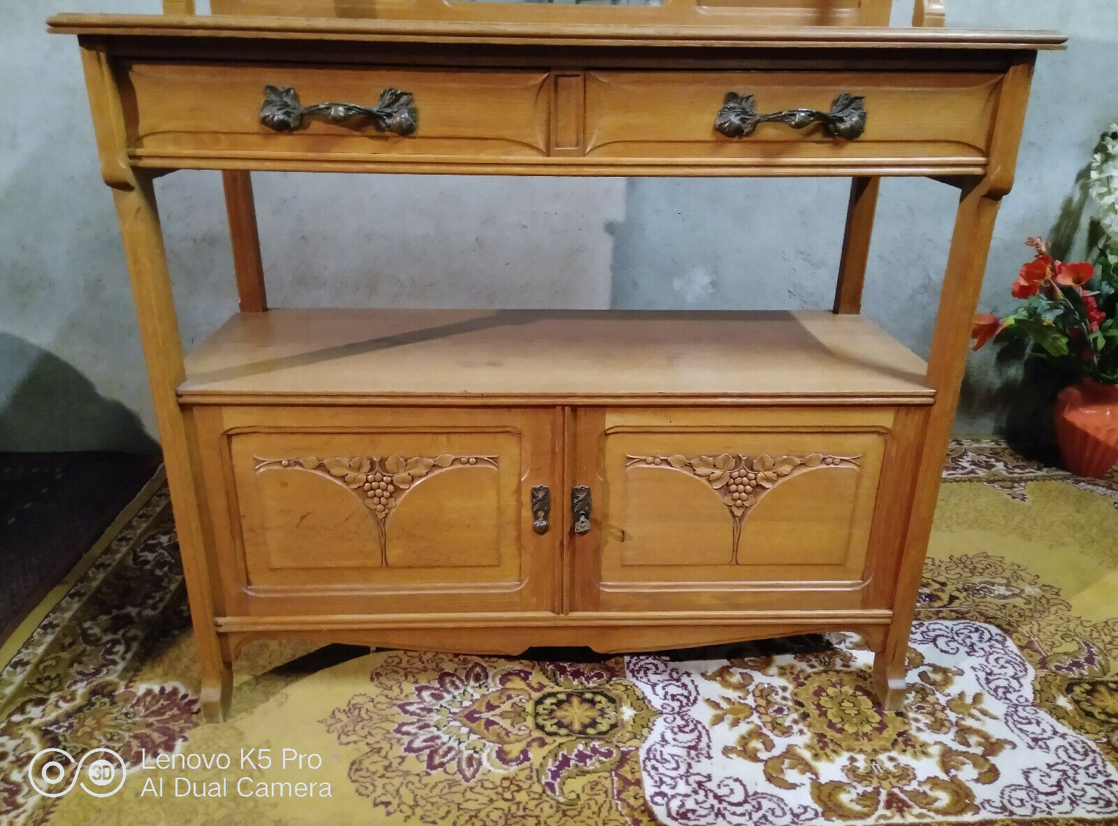 Art Nouveau oak dessert