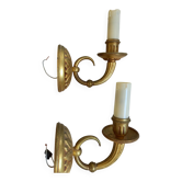 Electrified bronze gold wall sconces... in pairs.