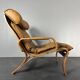 Swedish leather bentwood lounge chair by Jan Bengstsson, 1970s