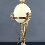 Neoclassical Lamp, Ostrich Egg & Bronze Animal Mount, c. 1900