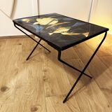 Coffee table with hand-painted ceramic top. France, 1950s