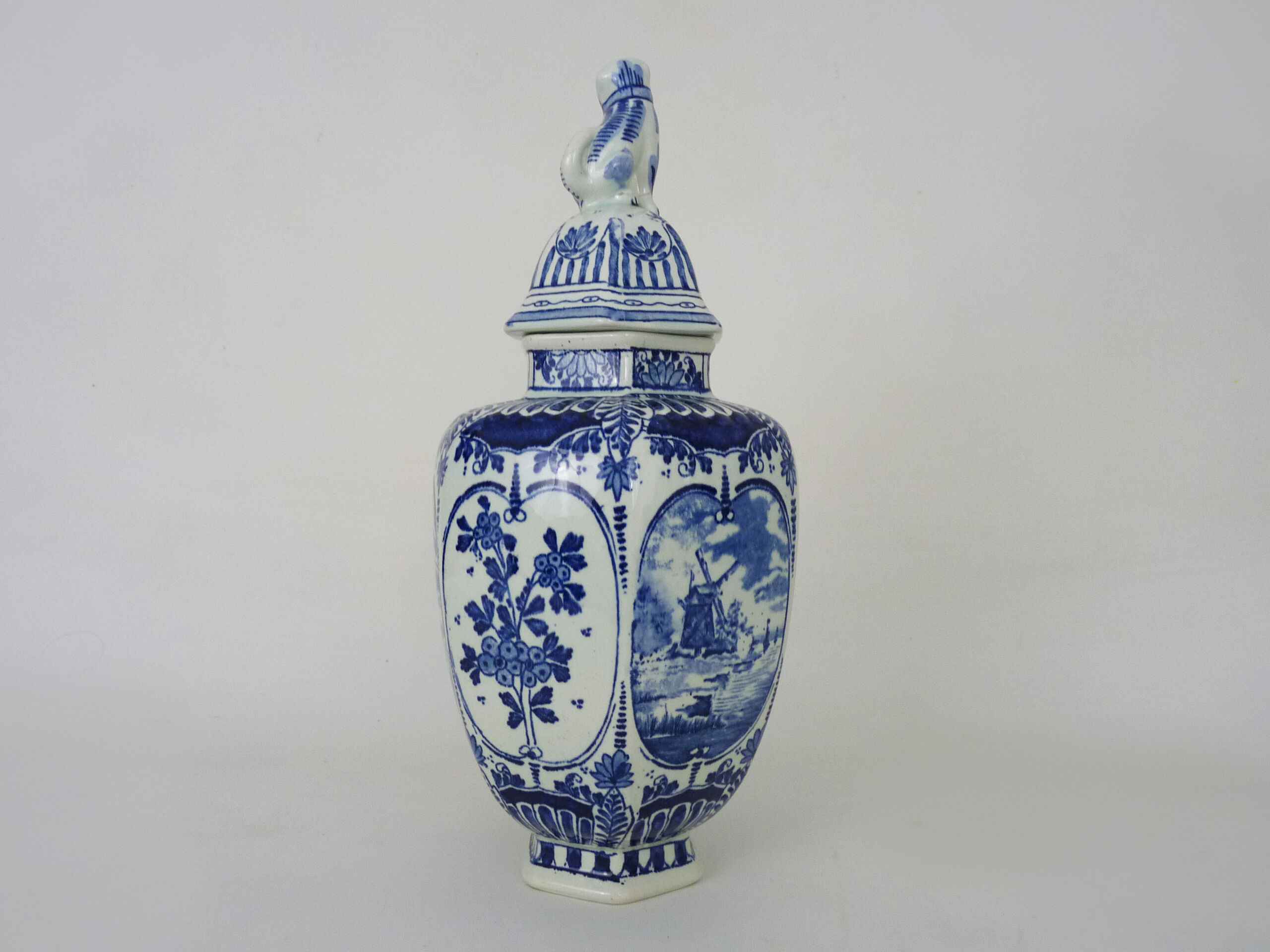 Boch Delfts blue and white sphinx vase, Holland, 50s