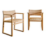 Pair of Vintage Danish Børge Mogensen BM-62 Wooden Armchairs, 1960s