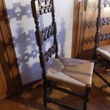 Set of 6 Spanish Baroque Renaissance chairs, straw seat