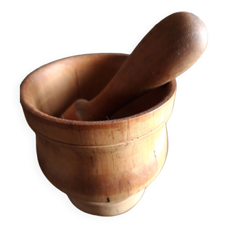 wooden mortar with pestle