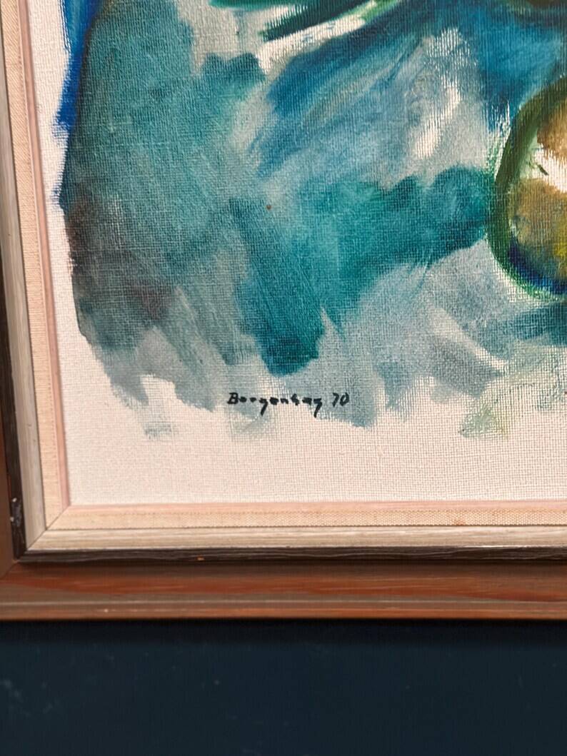 Original Swedish Oil on Canvas – "Abstract Composition" by Bergengren – Signed – Dated 1970 – Framed – 69 × 54 cm (27.2" × 21.3")