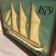 Tableau en bois peint bateau sculpté en relief : Ocean Navigation Co