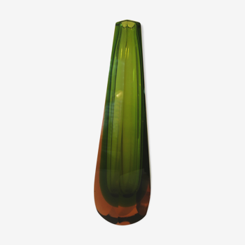 Vase Sommerso à facettes en verre de Murano vintage année 70. bon état.