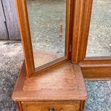 Coiffeuse en bois et miroir triptyque