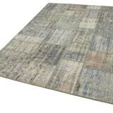 Handwoven Turkish Contemporary 176 cm x 243 cm Grey Patchwork Carpet