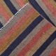 Navy Blue & Terracotta Hand Woven Turkish Striped Kilim Rug, 147x217 Cm