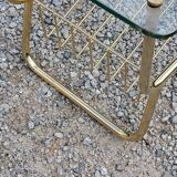 Coffee table from the 60s top glass base metal gilded