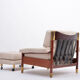 Beige Midcentury Lounge Chair with Ottoman Model "Sella" by Carlo de Carli