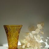 Amber yellow glass vase