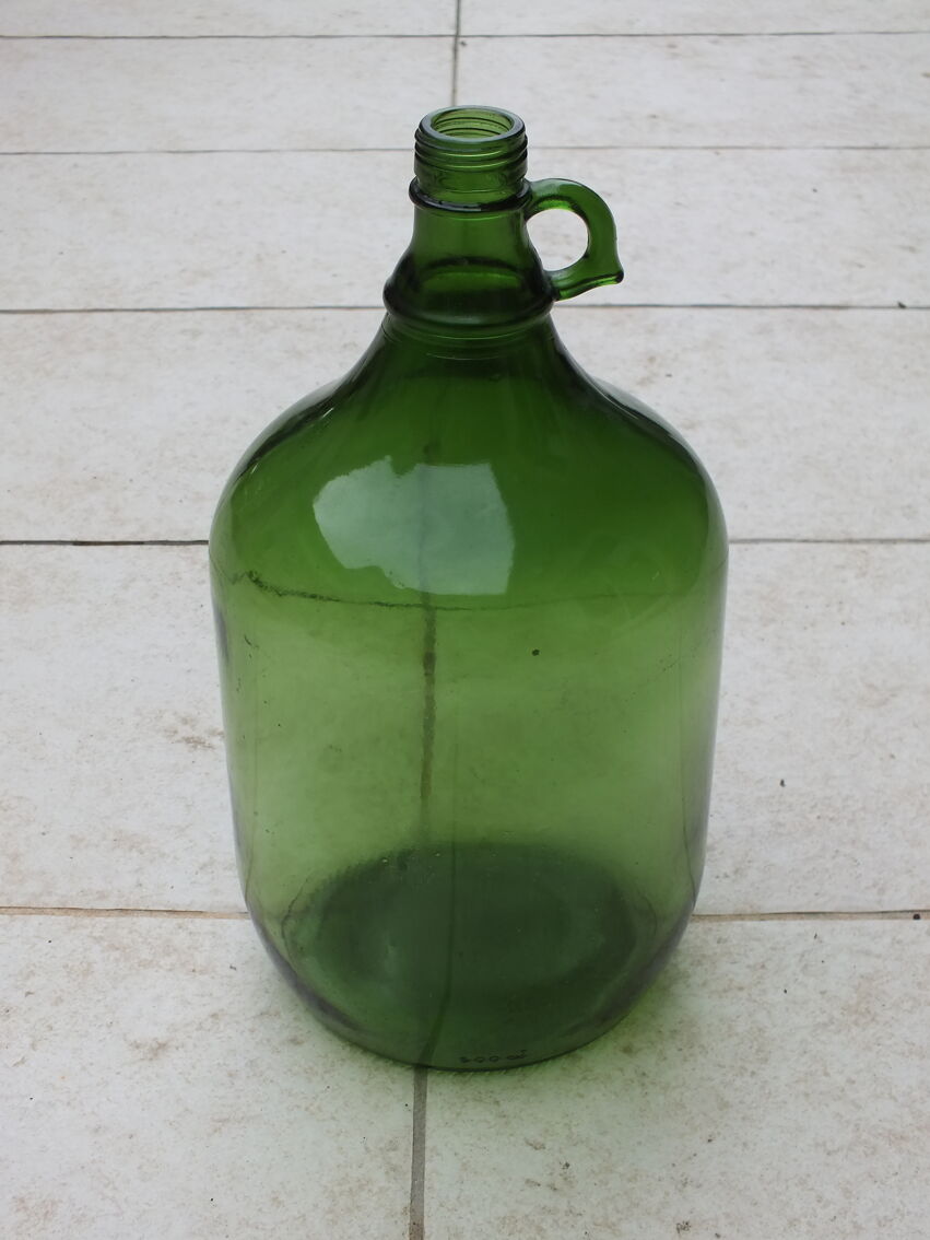 Ancienne bouteille verte, bonbonne en verre 5L