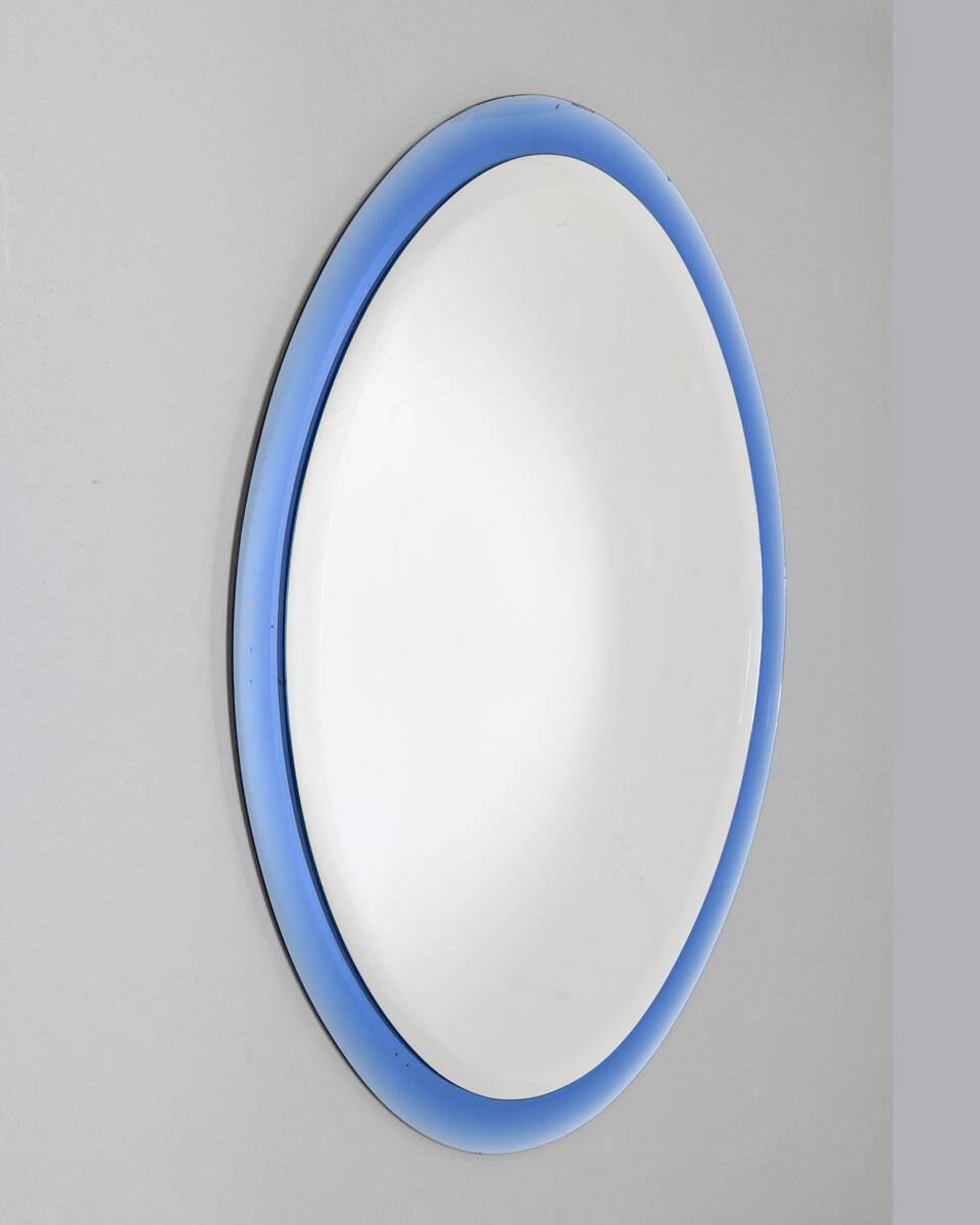 Vintage mirror 70s Crystal Blue Design A. Lupi for Cristal Luxor