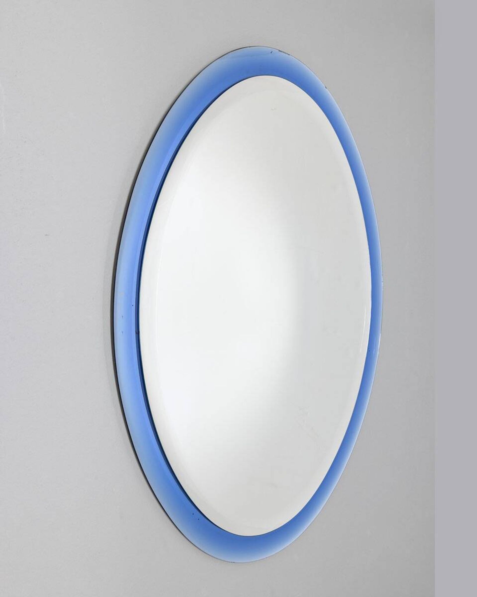 Vintage mirror 70s Crystal Blue Design A. Lupi for Cristal Luxor