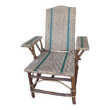 Fauteuil Chaise Longue en Rotin fin XIX ème siècle Belle Epoque.