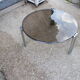 Table basse ronde chrome et verre fumé 1970