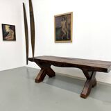 Table Brutaliste en Chêne Massif, Art Populaire (Vers 1900)