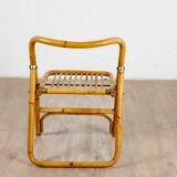 4 chaises pliante en bambou, rotin et laiton, Italie, 1970