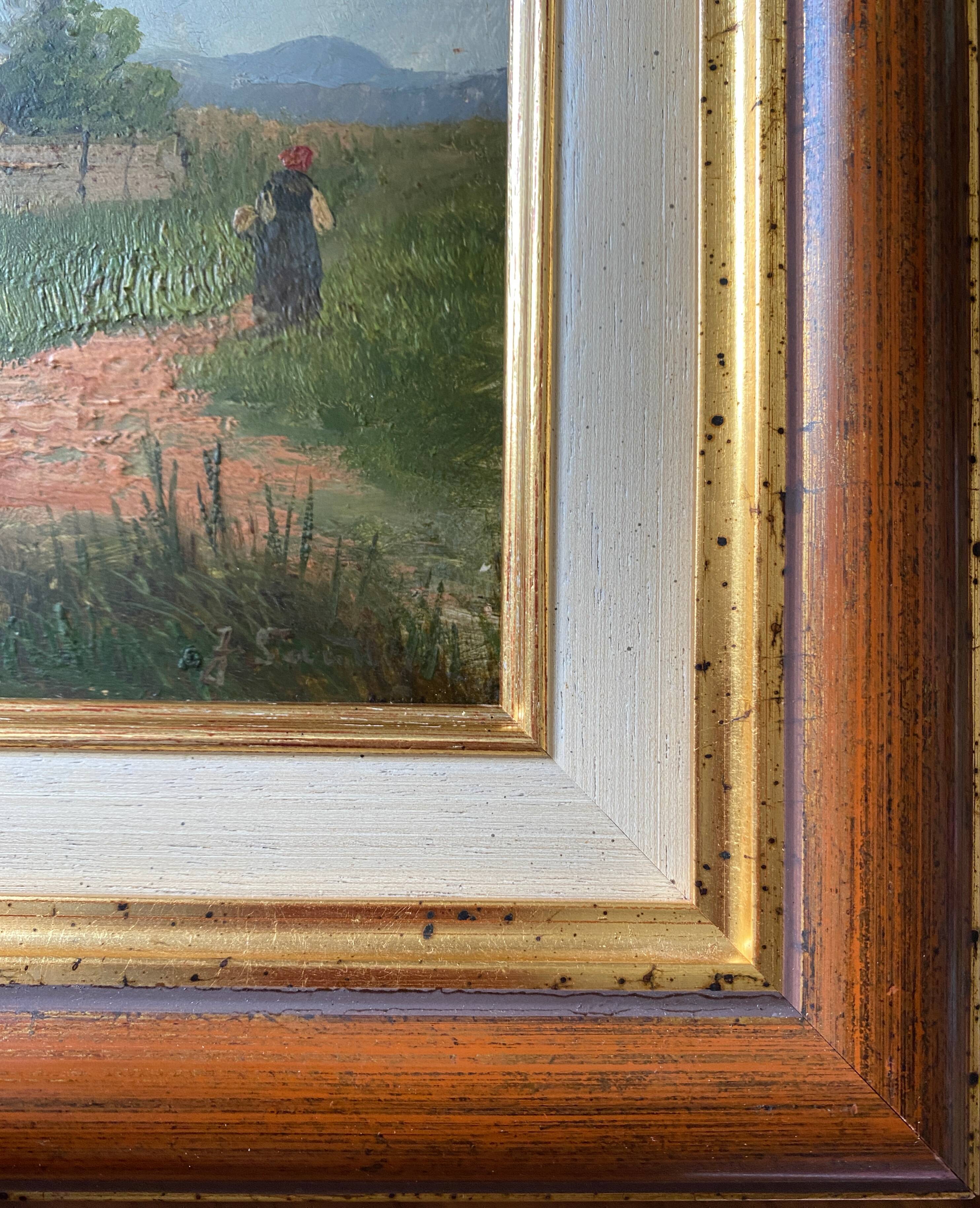 Tableau j. sander alias johann jungblut (1860-1912) paysage animé