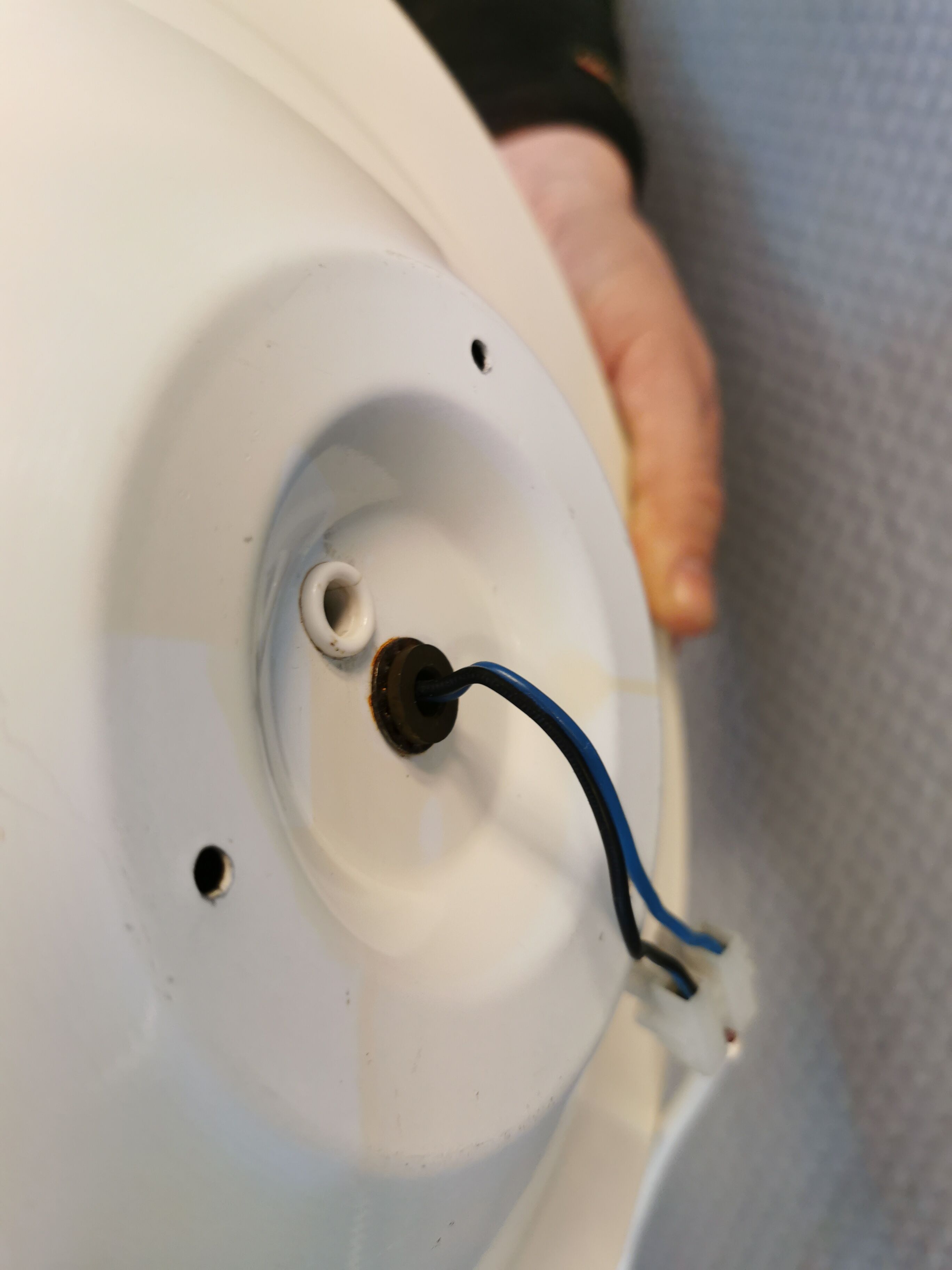 Wall/ceiling lamp, made in brass and white lacquered metal with frosted solid glass shade