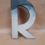 Letter of sign R metal zinc painted vintage 1950